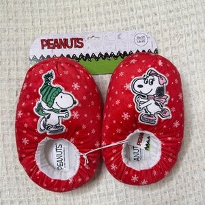 Peanuts Red Kids Slippers with Snoopy Design